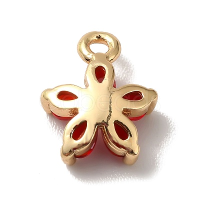 Brass Cubic Zirconia Flower Charms KK-O141-01G-07-1