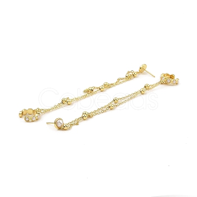 Plastic Pearl Beaded Dangle Stud Earrings EJEW-D069-02G-1