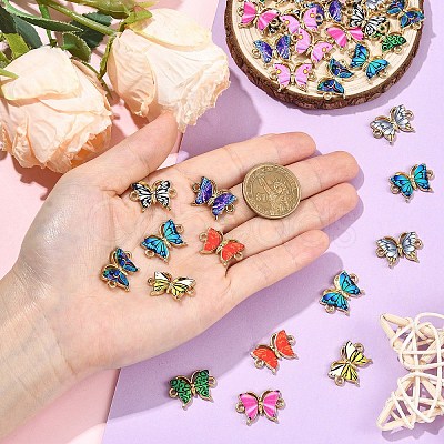 20Pcs 10 Colors Alloy Enamel Connector Charms ENAM-YW0008-04-1