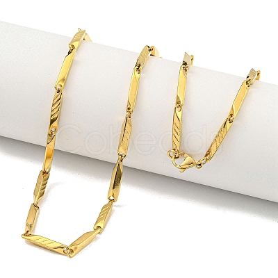 Ion Plating(IP) Golden 201 Stainless Steel Bar Link Necklaces NJEW-K270-10-1