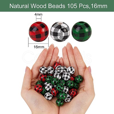 105Pcs 3 Colors Natural Wooden Beads WOOD-SZ0001-13-1