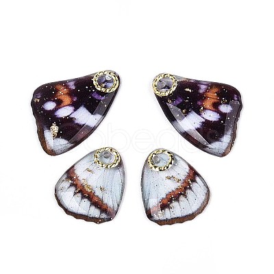 Transparent Epoxy Resin Butterfly Wing Pendants RESI-N045-06A-1