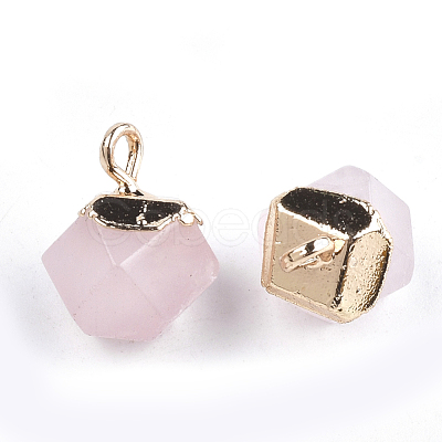 Electroplate Natural Rose Quartz Charms X-G-S344-08H-1