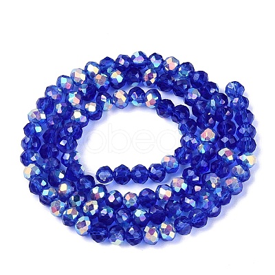 AB Color Plated Transparent Glass Rondelle Beads Strands EGLA-T029-4mm-10Q-1