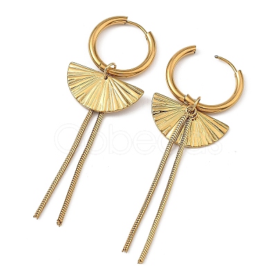 304 Stainless Steel & 201 Stainless Steel Snake Chain Tassel Dangle Earrings EJEW-JE07388-1