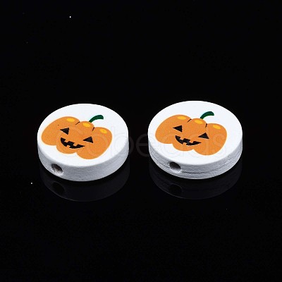 Halloween Printed Natural Wood Beads WOOD-T021-92-1