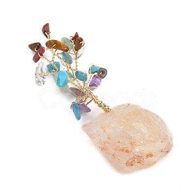 Natural Mixed Gemstone Chips Tree of Life Display Decorations AJEW-JD00015-02-1