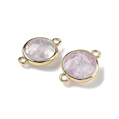 Brass Pave Natural Amethyts Faceted Flat Round Connector Charms G-U028-04G-09-1