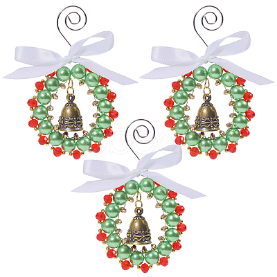 Christmas Wreath Acrlic & Glass Pendant Decorations PALLOY-GO00036-1