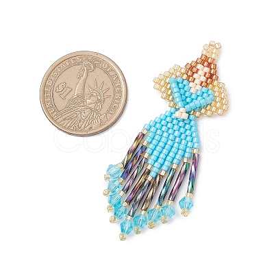 3Pcs 3 Colors Glass Seed Beaded Angel Pendants PALLOY-MZ0089296-1