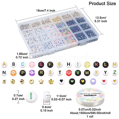 DIY Star & Flower & Letter Acrylic & Plastic Stretch Bracelet Beaded Necklace Making Kit DIY-YW0008-43-1