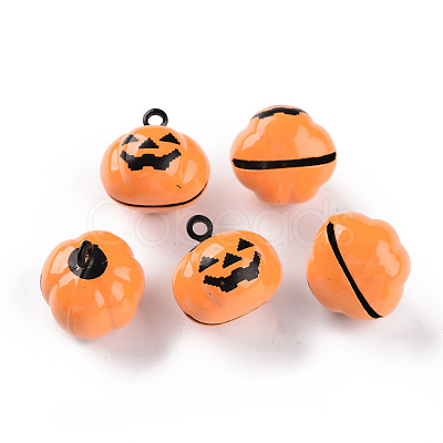 Halloween Baking Painted Brass Bell Pendants KKB-S002-005-1