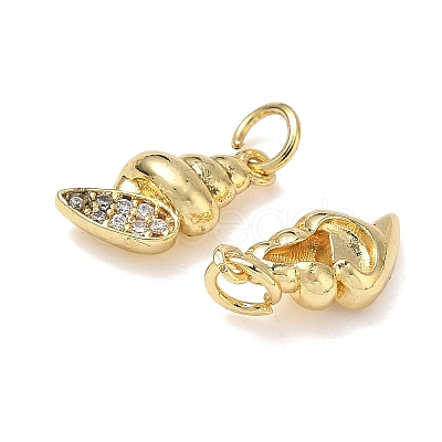 Brass Micro Pave Clear Cubic Zirconia Charms KK-L253-23G-01-1