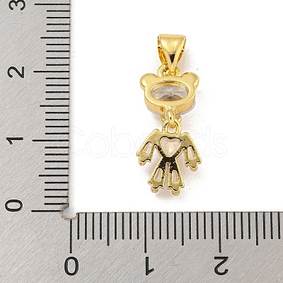 Bear Rack Plating Brass Micro Pave Cubic Zirconia Pendants KK-G513-18G-1