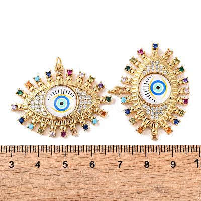 Rack Plating Brass Micro Pave Cubic Zirconia Pendants KK-H486-24G-05-1