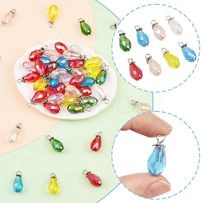 50Pcs Electroplate Glass Pendants FIND-SP0004-73-1