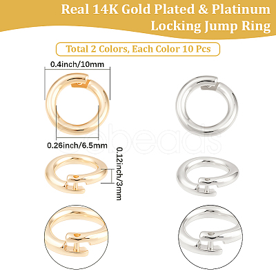 20Pcs 2 Colors Brass Locking Jump Rings KK-BBC0023-07C-1