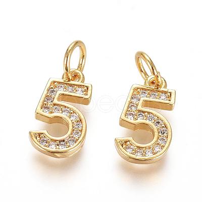 Brass Micro Pave Clear Cubic Zirconia Charms ZIRC-L092-05-G-1
