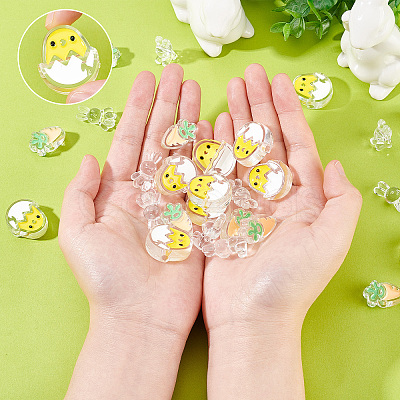 SUNNYCLUE 30Pcs 3 Style Transparent Acrylic Enamel Beads OACR-SC0001-13-1