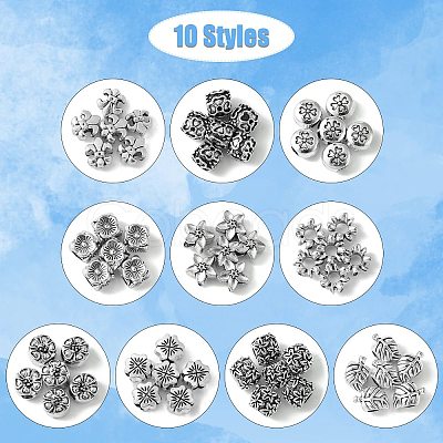 60Pcs 10 Styles Tibetan Style Alloy European Beads TIBE-CJ0001-26-1