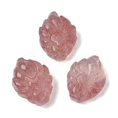 Natural Strawberry Quartz Carved Nine Tailed Fox Links Connector Charms G-D105-01C-1