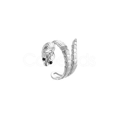 Adjustable 304 Stainless Steel Snake Shaped Cuff Open Rings for Women QO4432-2-1