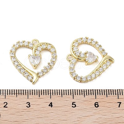 Rack Plating Heart Brass Micro Pave Cubic Zirconia Pendants KK-E102-04G-1