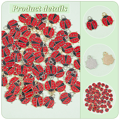 60Pcs 2 Colors Alloy Enamel Pendants ENAM-HY0001-27-1