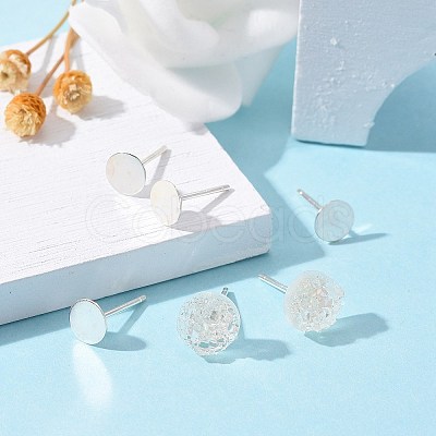 925 Sterling Silver Flat Pad Stud Earring Findings STER-K167-045E-S-1