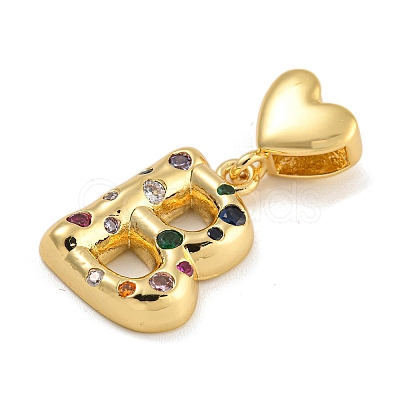 Brass Micro Pave Colorful Cubic Zirconia Pendants KK-P281-01G-B-1