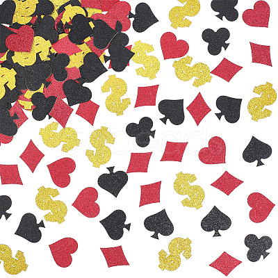 200Pcs 2 Bags Glitter Poker Theme Paper Confetti AJEW-HY0003-55-1