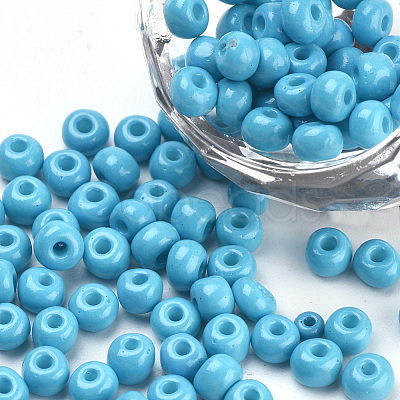 Baking Paint Glass Seed Beads SEED-Q025-4mm-M14-1