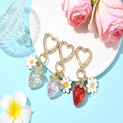 Acrylic Strawberry Pendant Decoration HJEW-SW00120-05-1