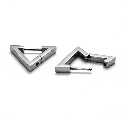 Tarnish Resistant 304 Stainless Steel Triangle Huggie Hoop Earrings STAS-H156-02A-P-1