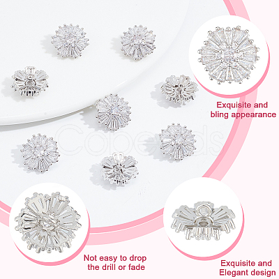 1-Hole Brass Micro Pave Clear Cubic Zirconia Shank Button BUTT-WR0001-07-1