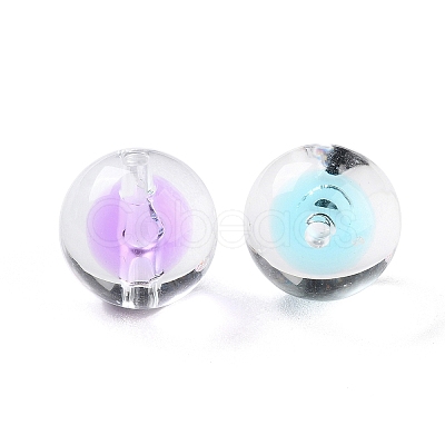UV Plating Iridescent Transparent Acrylic Bead in Bead OACR-H112-08A-1