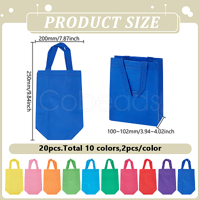 20Pcs 10 Colors Non-woven Reusable Shopping Bags with Handle ABAG-GO0001-20-1