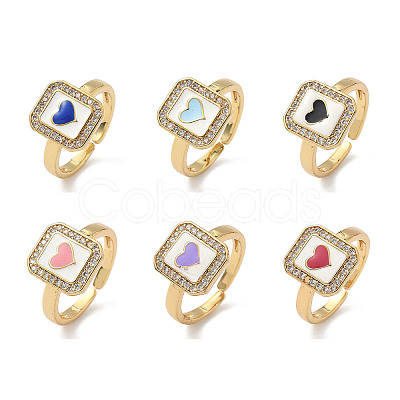 Brass Micro Pave Cubic Zirconia Cuff Rings RJEW-H256-12G-1