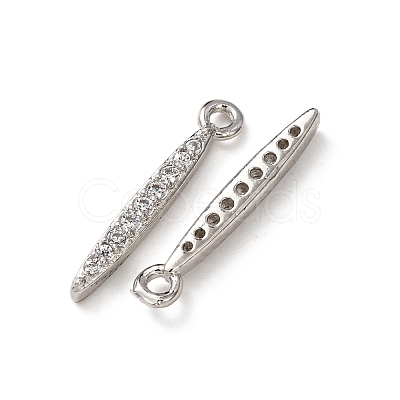 Brass Micro Pave Clear Cubic Zirconia Pendants KK-C253-08P-1
