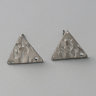 304 Stainless Steel Textured Geometric Stud Earring Findings with Hole STAS-WH0027-54H-1