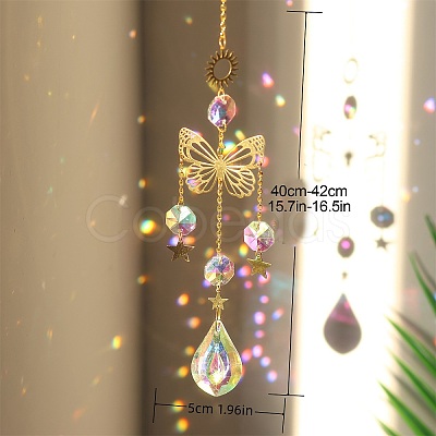 Crystal Glass & Brass & Iron Sun Catcher Pendant PW-WGF19EC-01-1