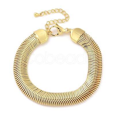 Brass Herringbone Chains Bracelets BJEW-S158-14G-1