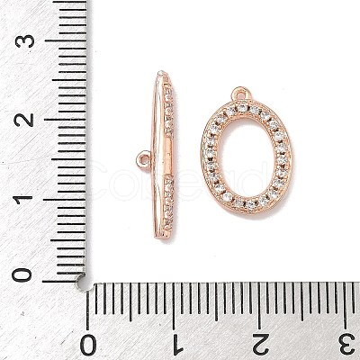 Oval Brass Micro Pave Clear Cubic Zirconia Toggle Clasps KK-G548-25-1