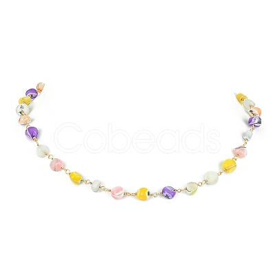Natural Shell Nugget Beaded Chain Necklaces NJEW-JN04358-1