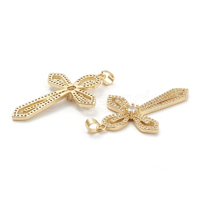 Brass Micro Pave Clear Cubic Zirconia Pendants ZIRC-M117-36G-1