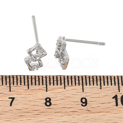 SHEGRACE Brass Micro Pave Clear Cubic Zirconia Stud Earring XGRQ4N558-729P-1