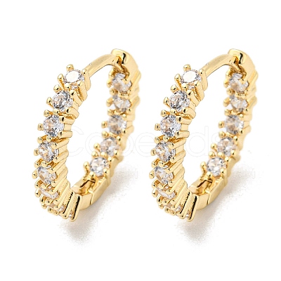 Brass Micro Pave Clear Cubic Zirconia Hoop Earrings EJEW-E295-07KCG-1