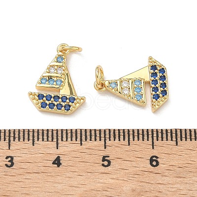 Brass Micro Pave Cubic Zirconia Pendants KK-C252-09G-1
