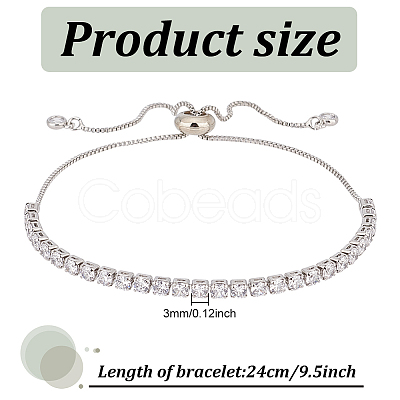 4Pcs 2 Colors Clear Cubic Zirconia Tennis Bracelet BJEW-HY0001-01-1