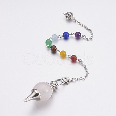 Natural Rose Quartz Sphere Dowsing Pendulums MAK-P009-E07-1